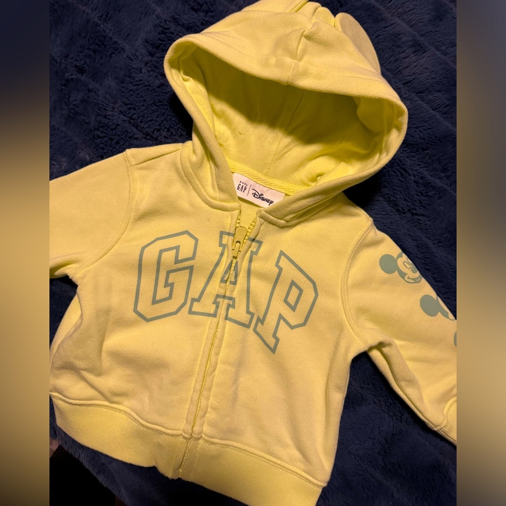 Yellow lime zipper up with Mickey ears